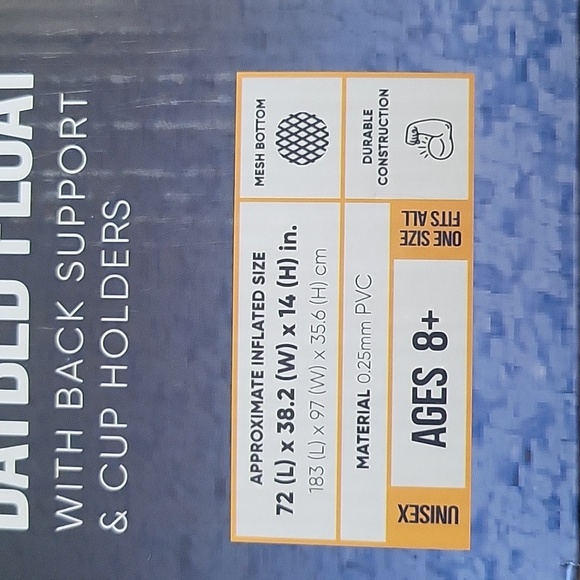 Hobie Inflatable Daybed Float W/Cup Holders And Back Support New 72L x38.2Wx14H - Picture 4 of 7